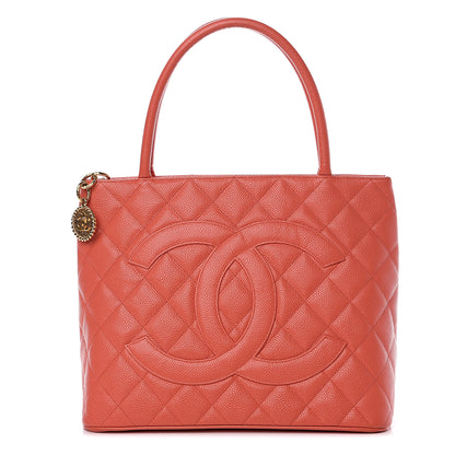 Chanel Caviar Quilted Medallion Tote Orange 1 of 11