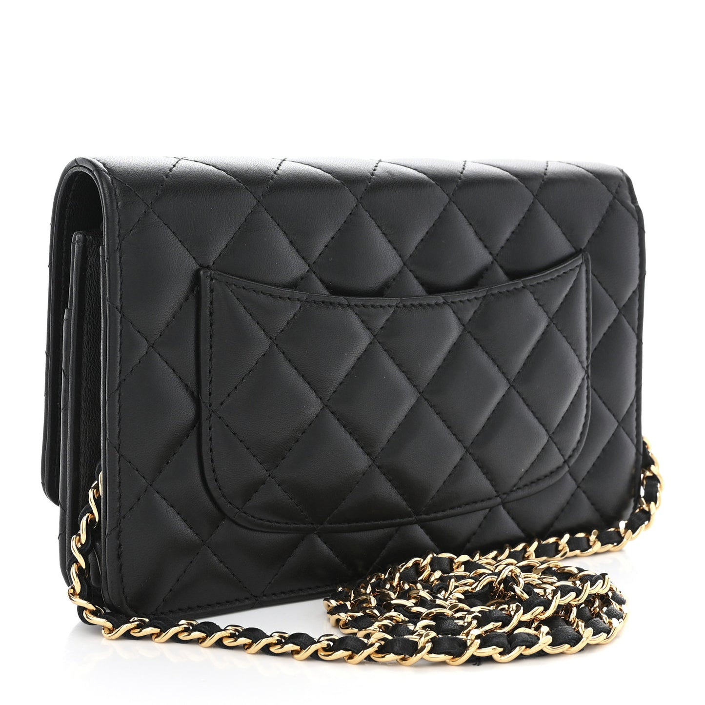 Lambskin Quilted Wallet On Chain WOC Black