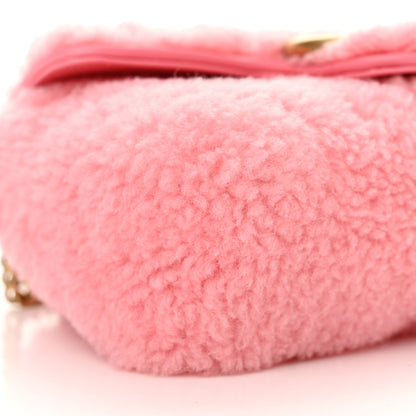 Gucci Shearling Matelasse Super Mini GG Marmont Shoulder Bag Lotus Pink 9 of 10