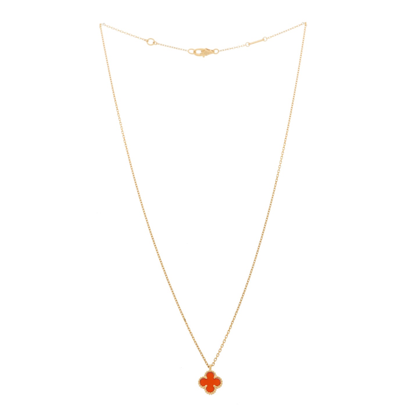 18K Rose Gold Carnelian Sweet Alhambra Pendant Necklace