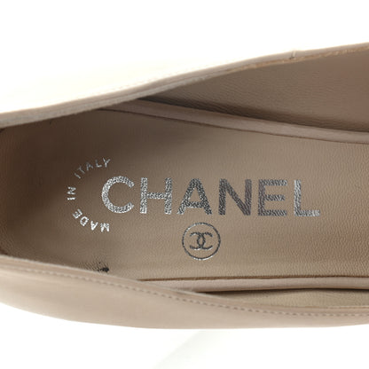 Chanel Calfskin CC Cap Toe Platform Chain Pumps 37 Beige Black 7 of 11