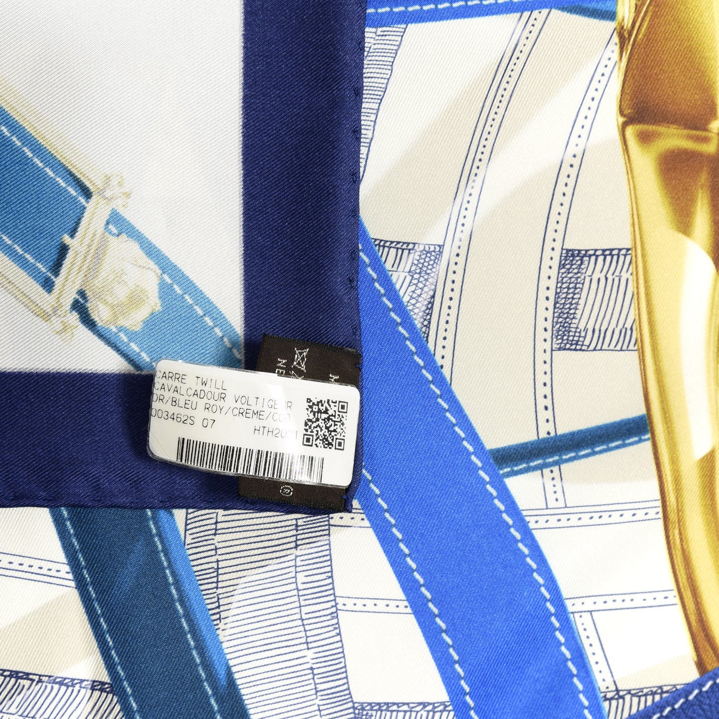 Silk Cavalcadour Voltigeur Scarf 90 Bleu Roy Creme Cobalt