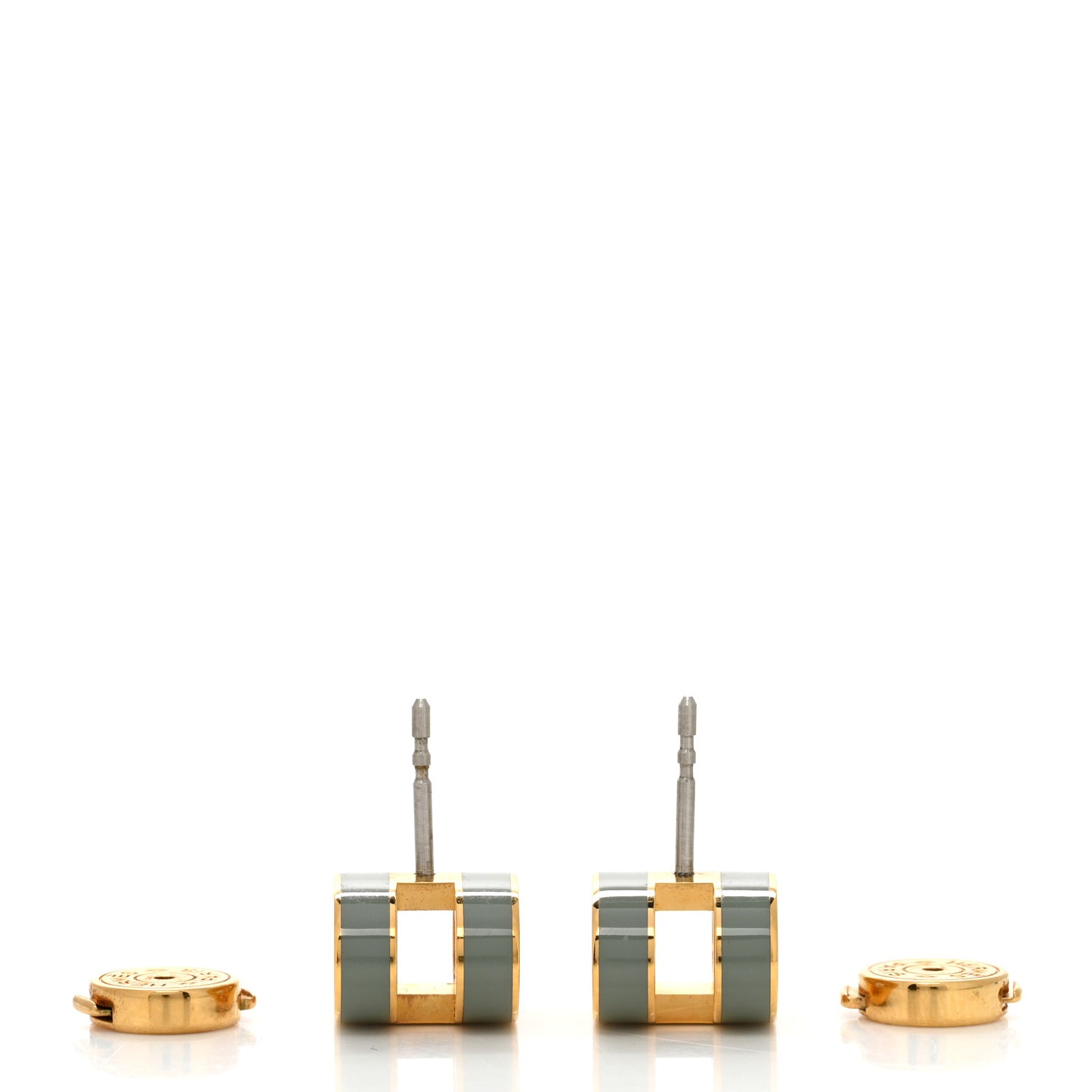 Gold Lacquered Mini Pop H Earrings Jade
