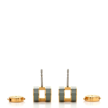 Hermes Gold Lacquered Mini Pop H Earrings Jade 3 of 4