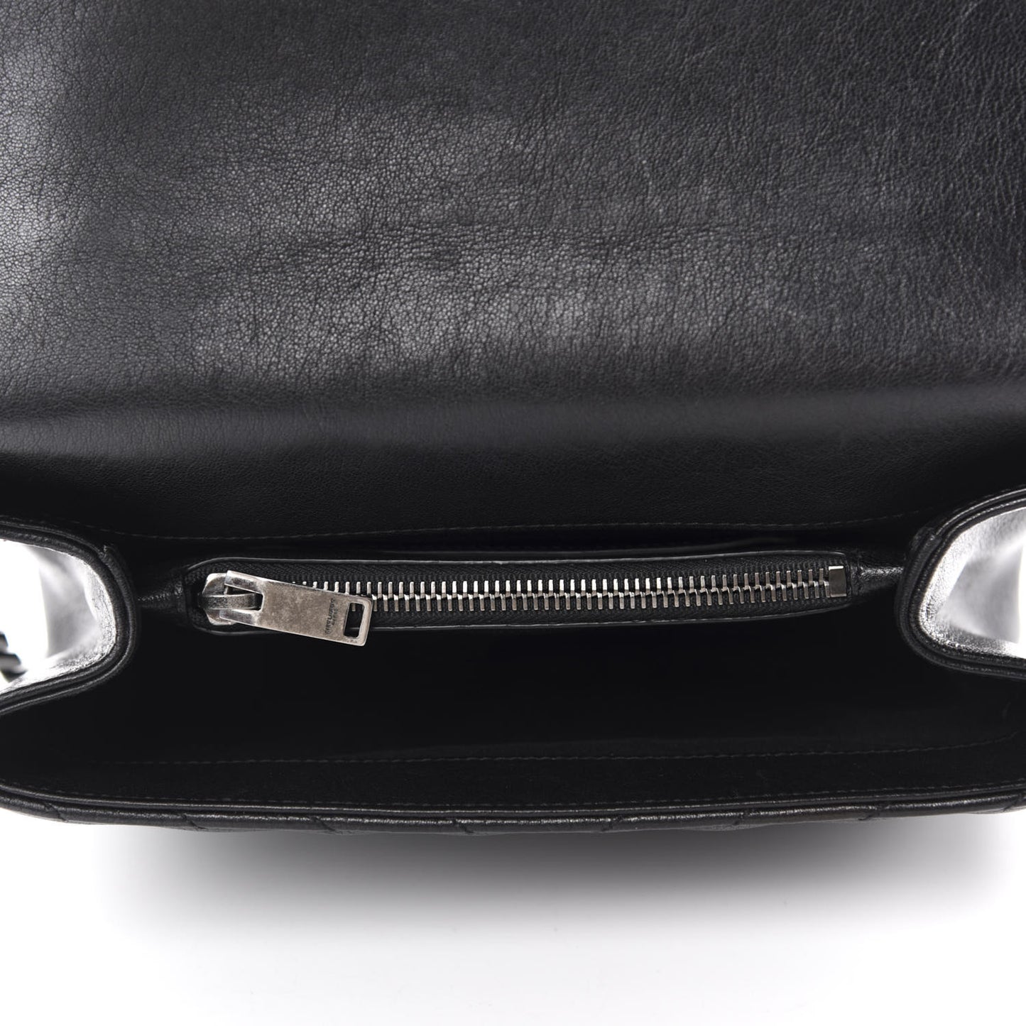 Sheepskin Matelasse Chevron Monogram Medium College Bag Black