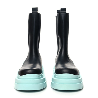 Bottega Veneta Calfskin The Tire Chelsea Boots 38 Black Pale Blue 2 of 8