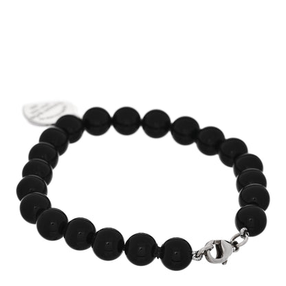 Tiffany Sterling Silver Black Onyx 8mm Return to Tiffany Bead Heart Tag Bracelet 2 of 3