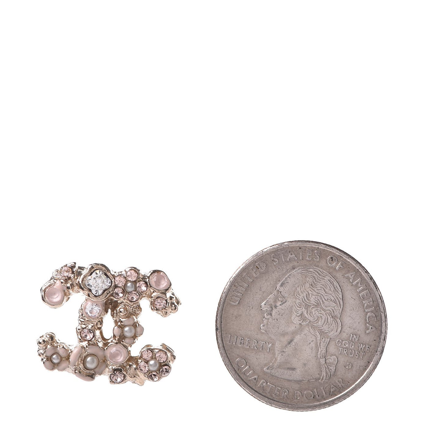 Crystal Pearl CC Earrings Gold