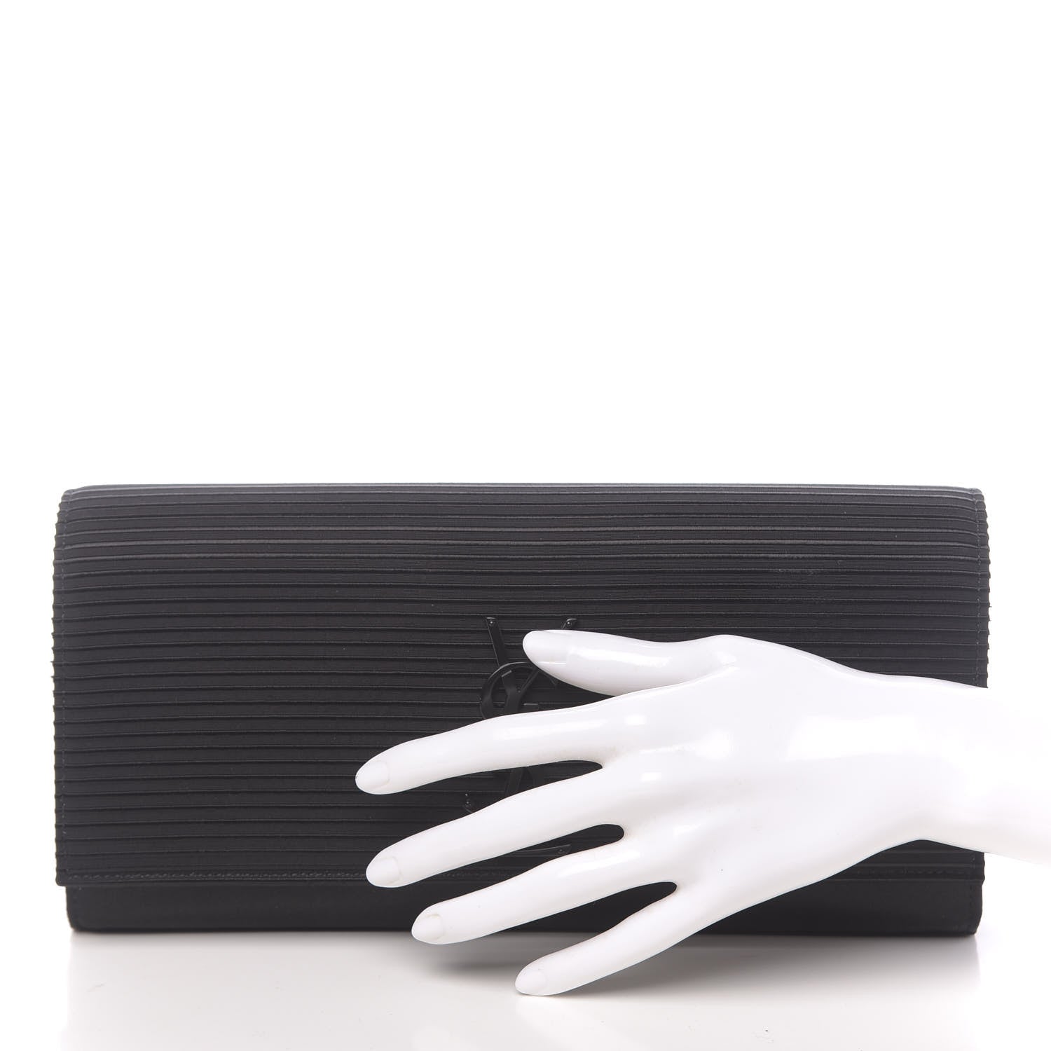 Saint Laurent Viscose Monogram Cassandre Clutch Black 2 of 9