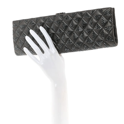 Chanel Iridescent Lambskin Crystal Quilted Clutch Dark Grey 2 of 7