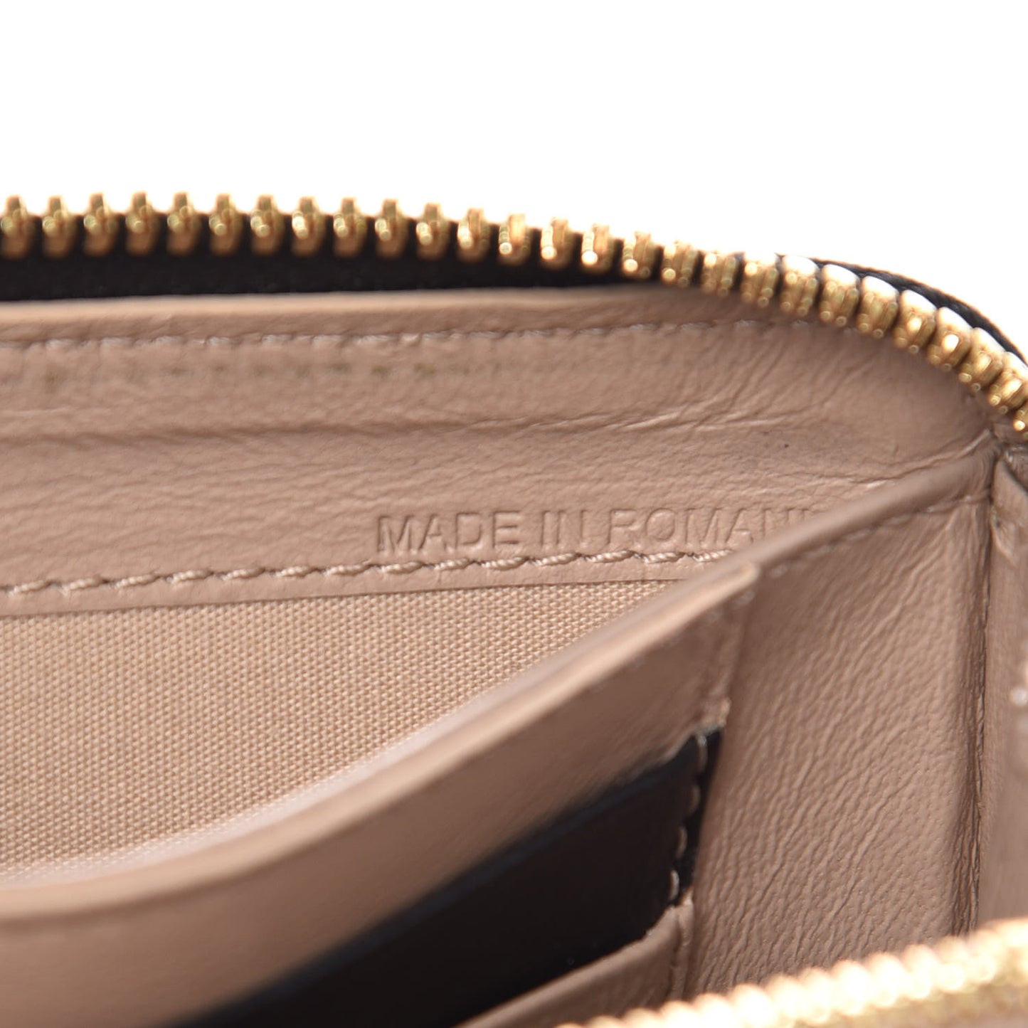 Lambskin Alphabet Zip Around Compact Wallet Black