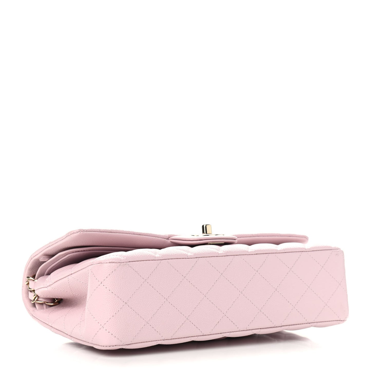 Caviar Quilted Medium Double Flap Light Pink
