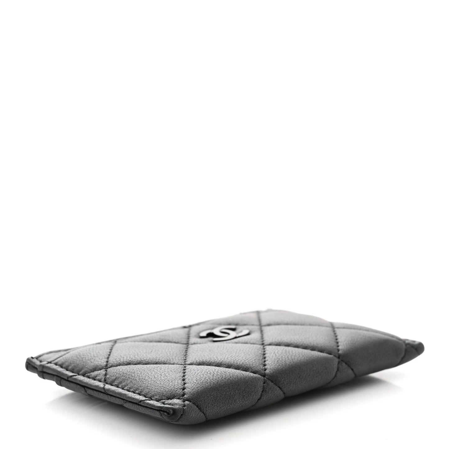 Pearly Lambskin Quilted Card Holder So Black