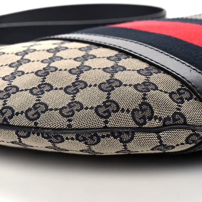 Gucci Monogram Vintage Web Medium Half Moon Hobo Navy 9 of 15