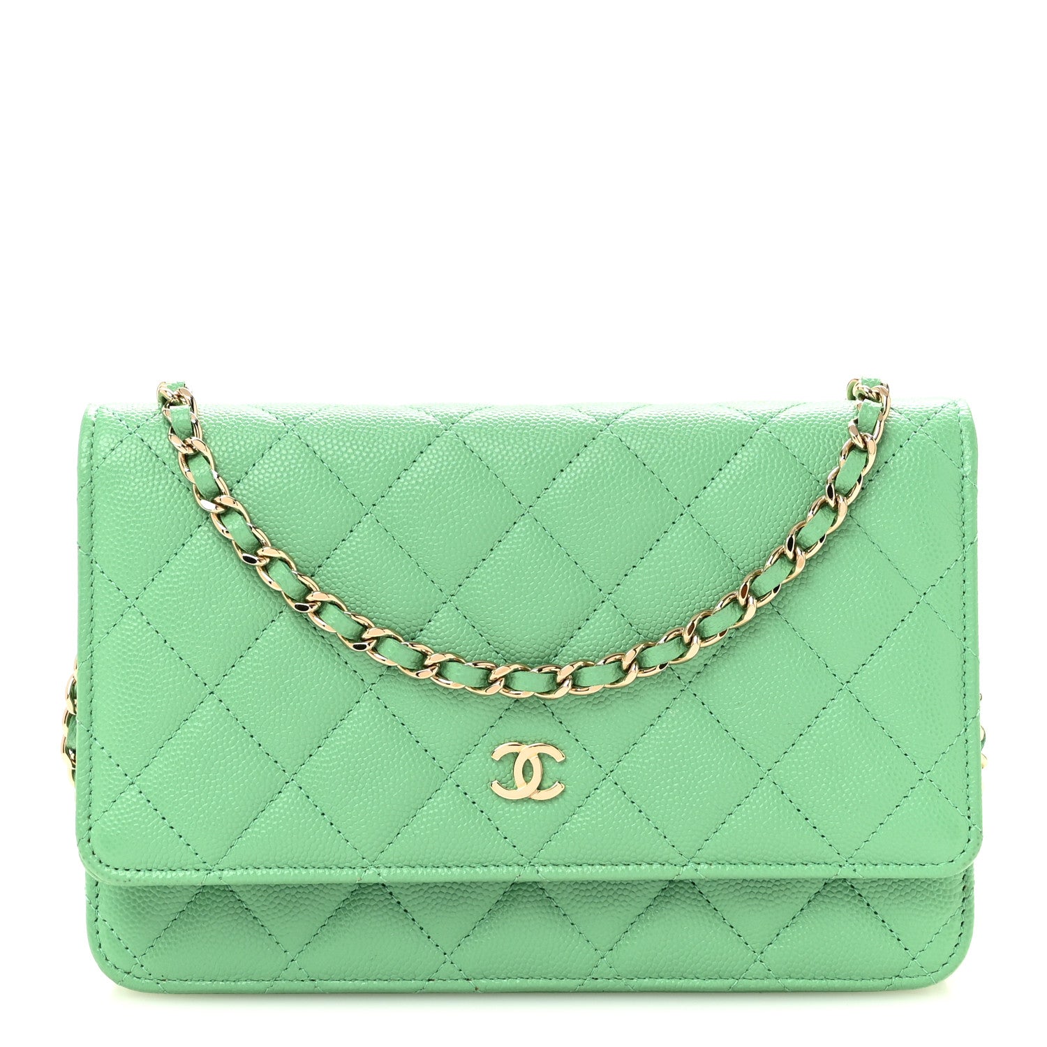 Chanel Caviar Quilted Wallet On Chain WOC Green 1 of 14