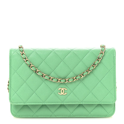Chanel Caviar Quilted Wallet On Chain WOC Green 1 of 14
