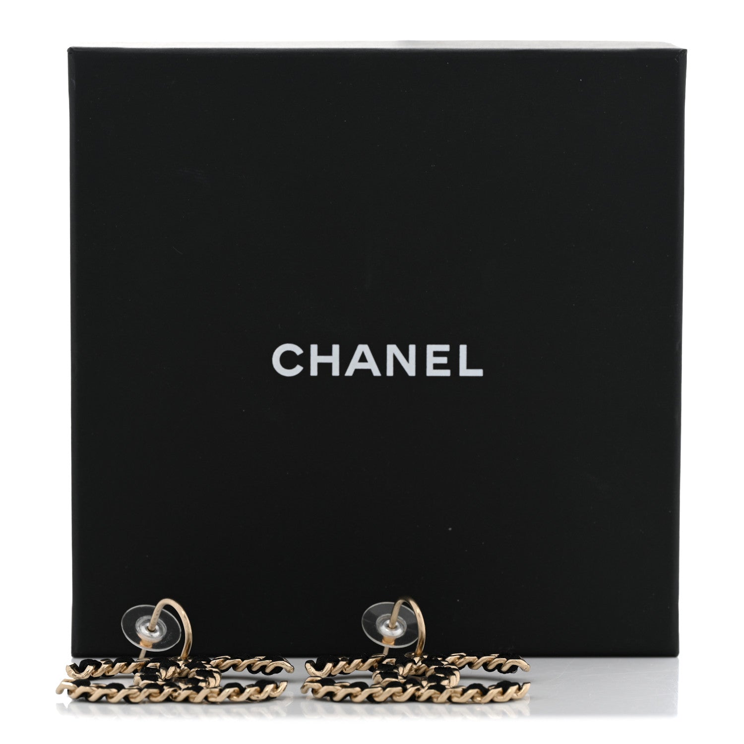 Chanel Satin CC Chain Earrings Light Gold Black 6 of 6