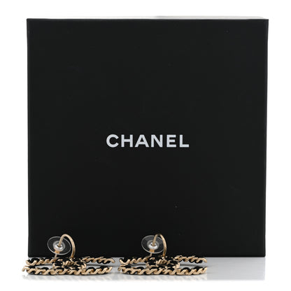 Chanel Satin CC Chain Earrings Light Gold Black 6 of 6