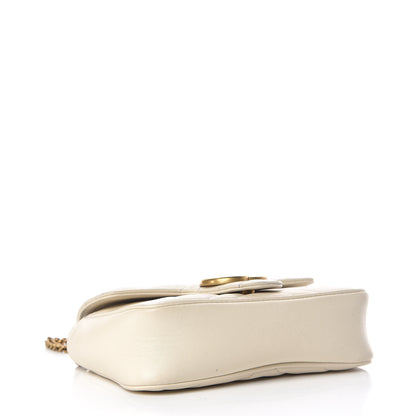 Gucci Calfskin Matelasse Super Mini GG Marmont Shoulder Bag White 4 of 15