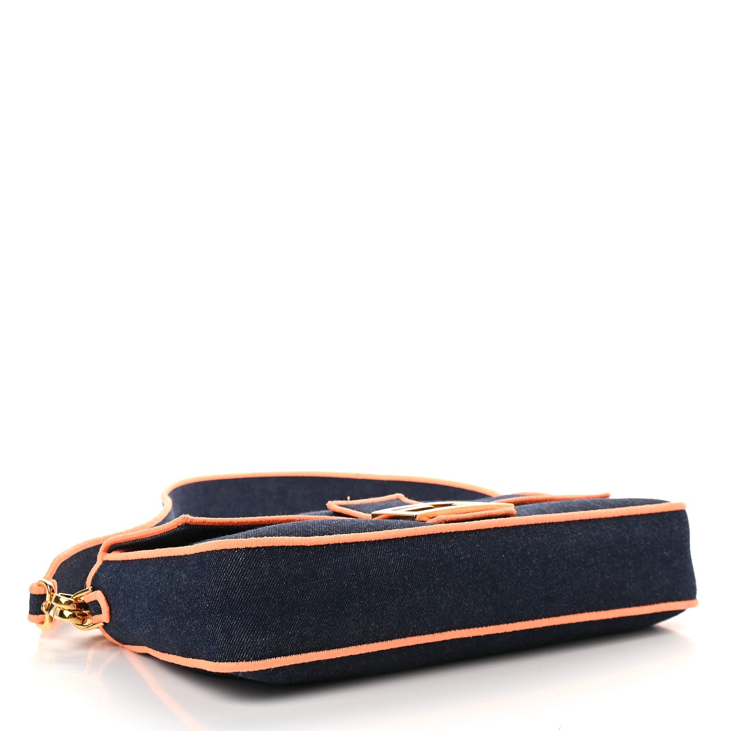 Fendi Denim Large Baguette Blue Arancio Fluo 4 of 8