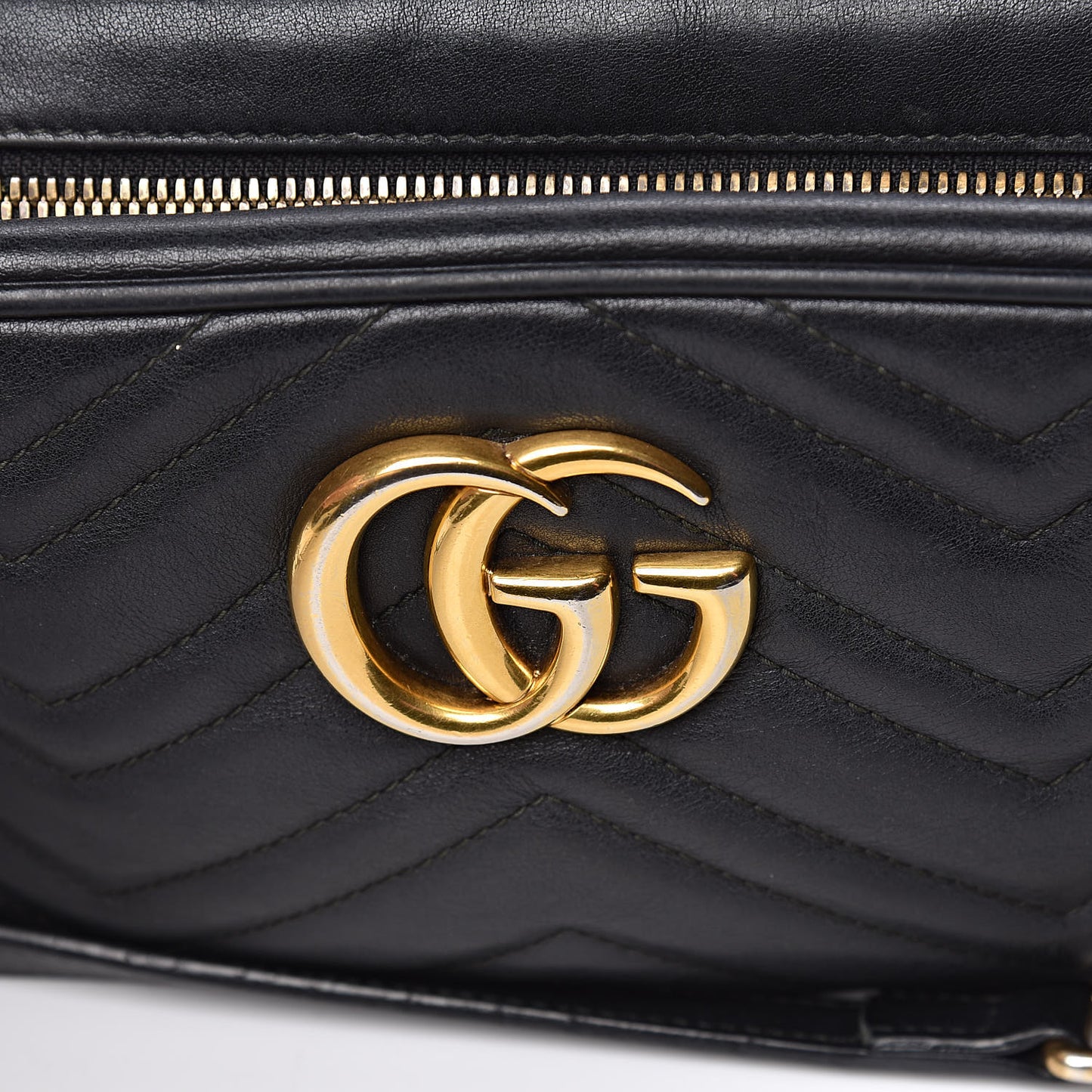 Calfskin Matelasse Small GG Marmont Chain Shoulder Bag Black