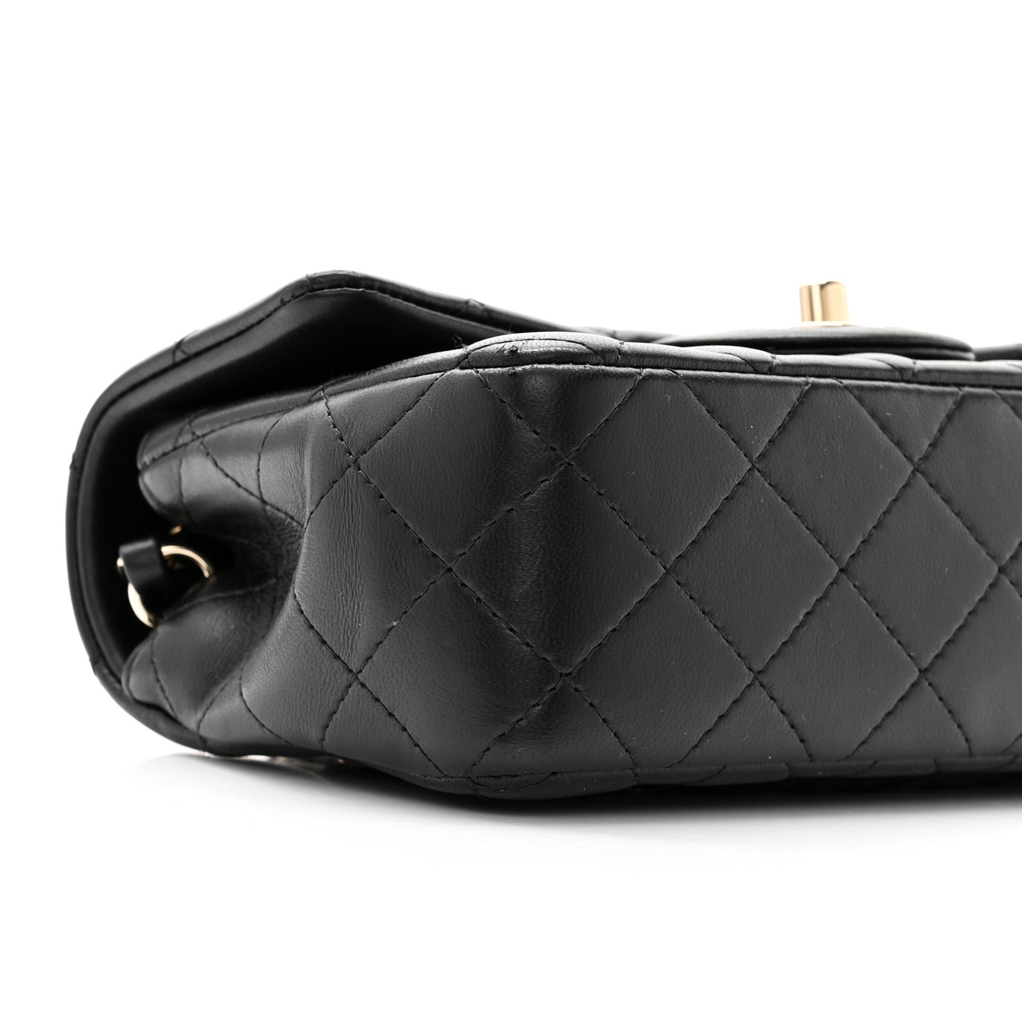 Lambskin Quilted Mini Rectangular Flap Black