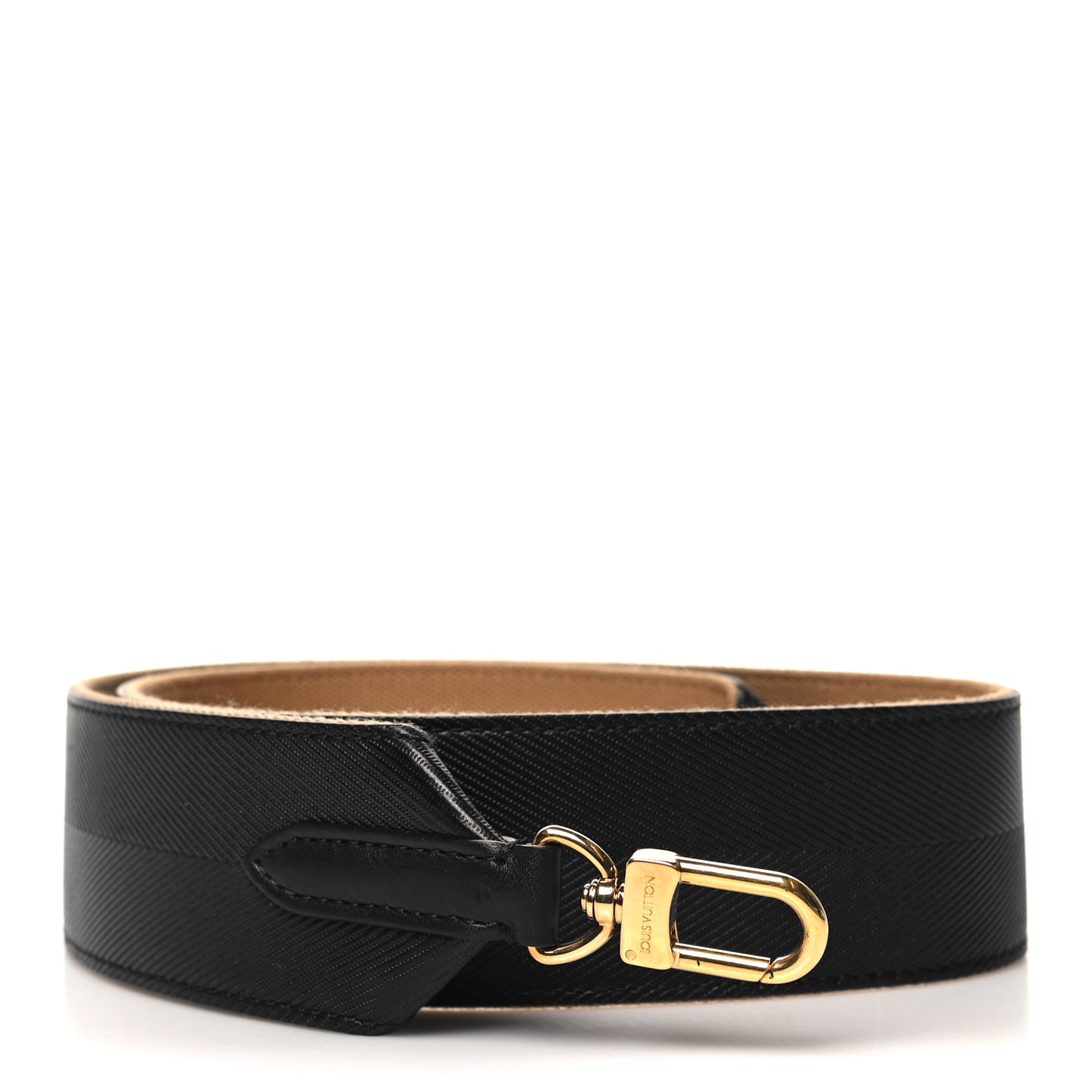 Calfskin Chevron 50mm Shoulder Strap Black