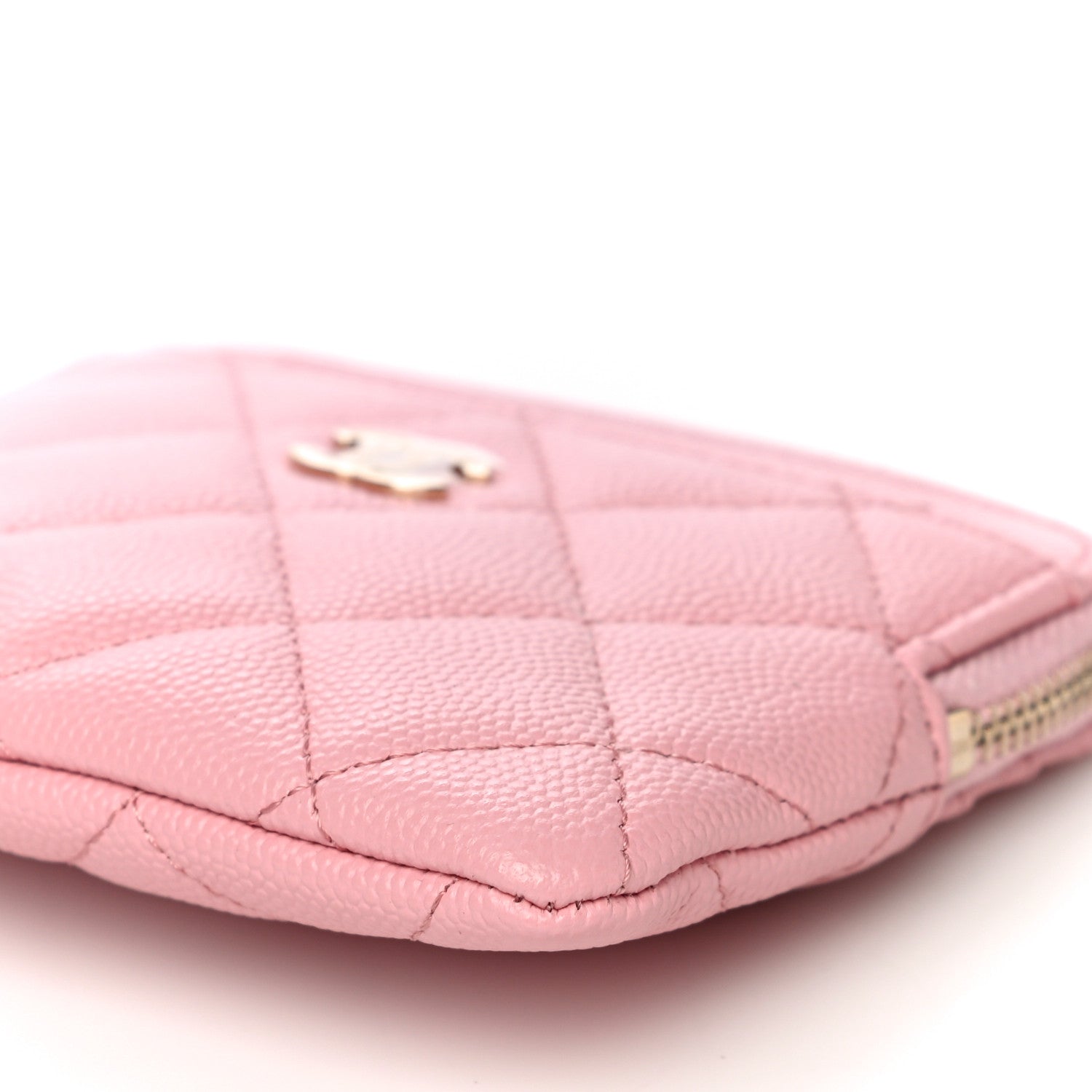 Chanel Caviar Quilted Zip Card Holder Wallet Pink 10 of 11