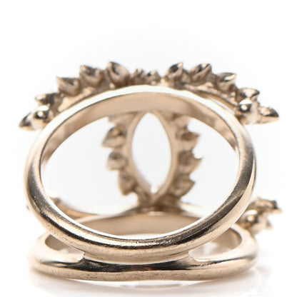 Chanel Metal Strass Crystal Dazzling Wheat CC Ring 6 Gold Black 3 of 4