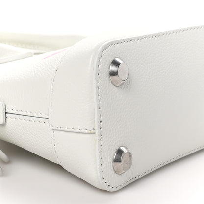Balenciaga Grained Calfskin Logo XXS Ville Top Handle Bag White Fluo Pink 9 of 11