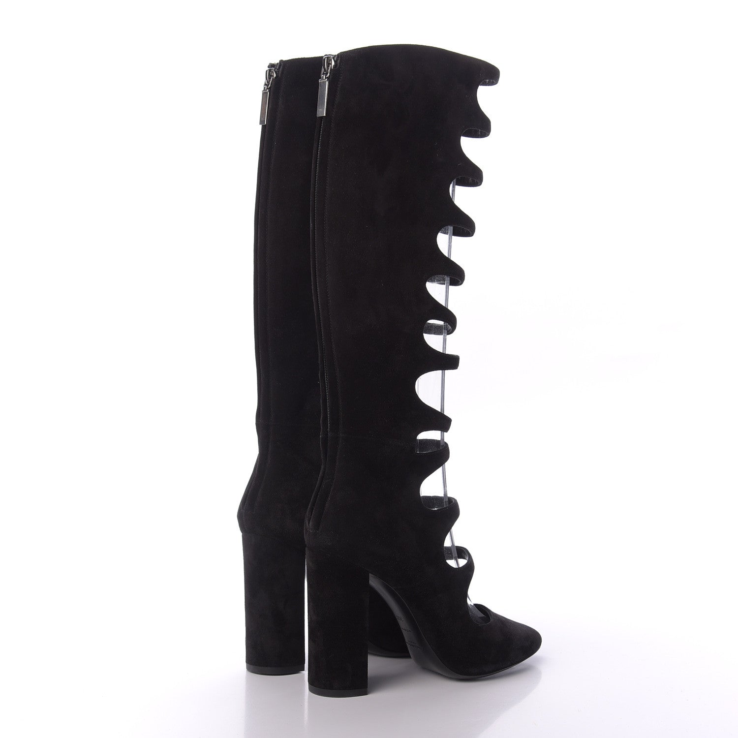 Saint Laurent Suede Cut Out Joplin Over The Knee Boots 39.5 Black 4 of 9