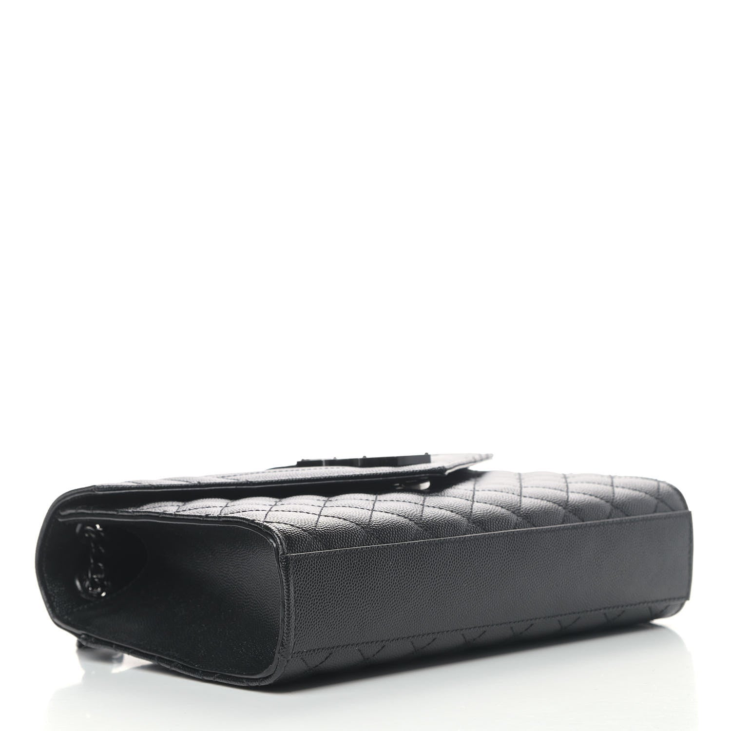 Saint Laurent Grain De Poudre Textured Mixed Matelasse Triquilt Medium Monogram Satchel Black 3 of 4
