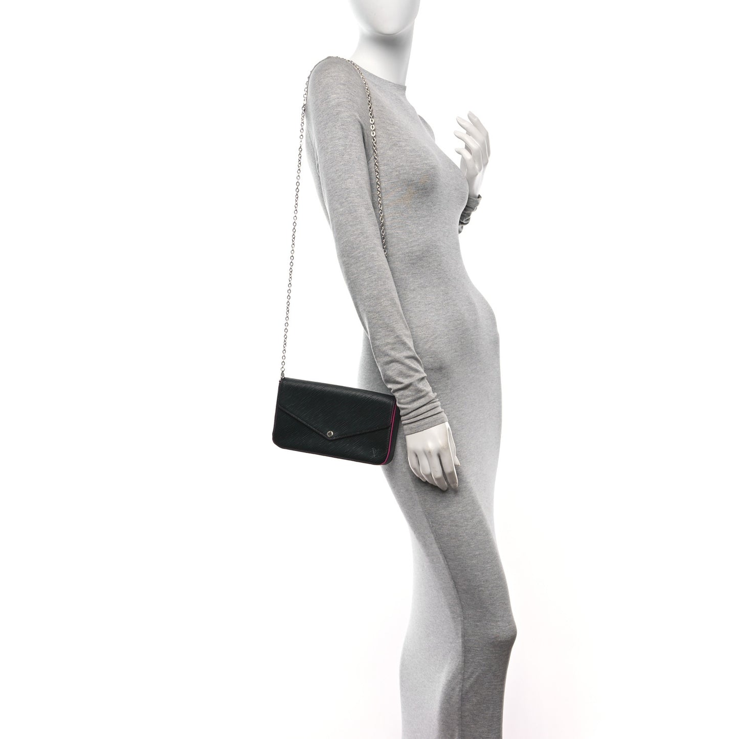 Epi Pochette Felicie Black Hot Pink