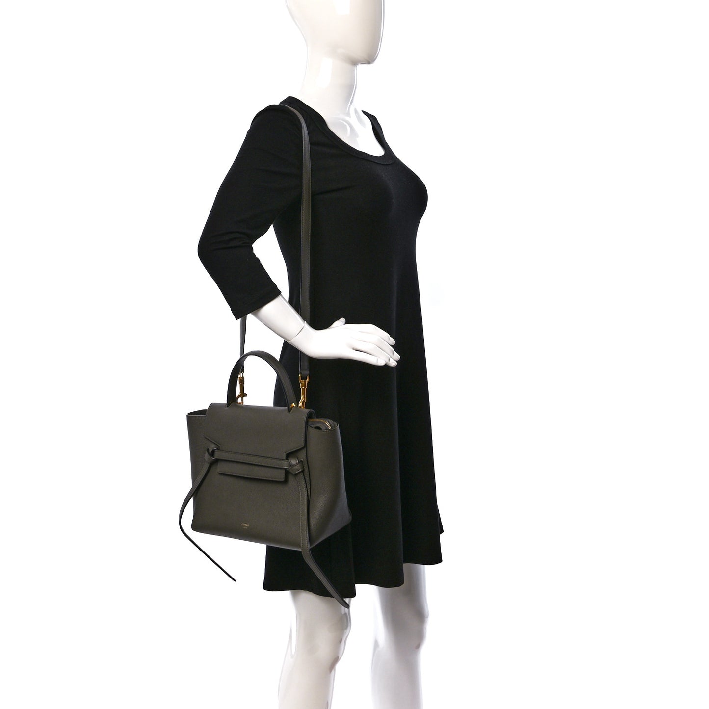 Grained Calfskin Micro Belt Bag Grey