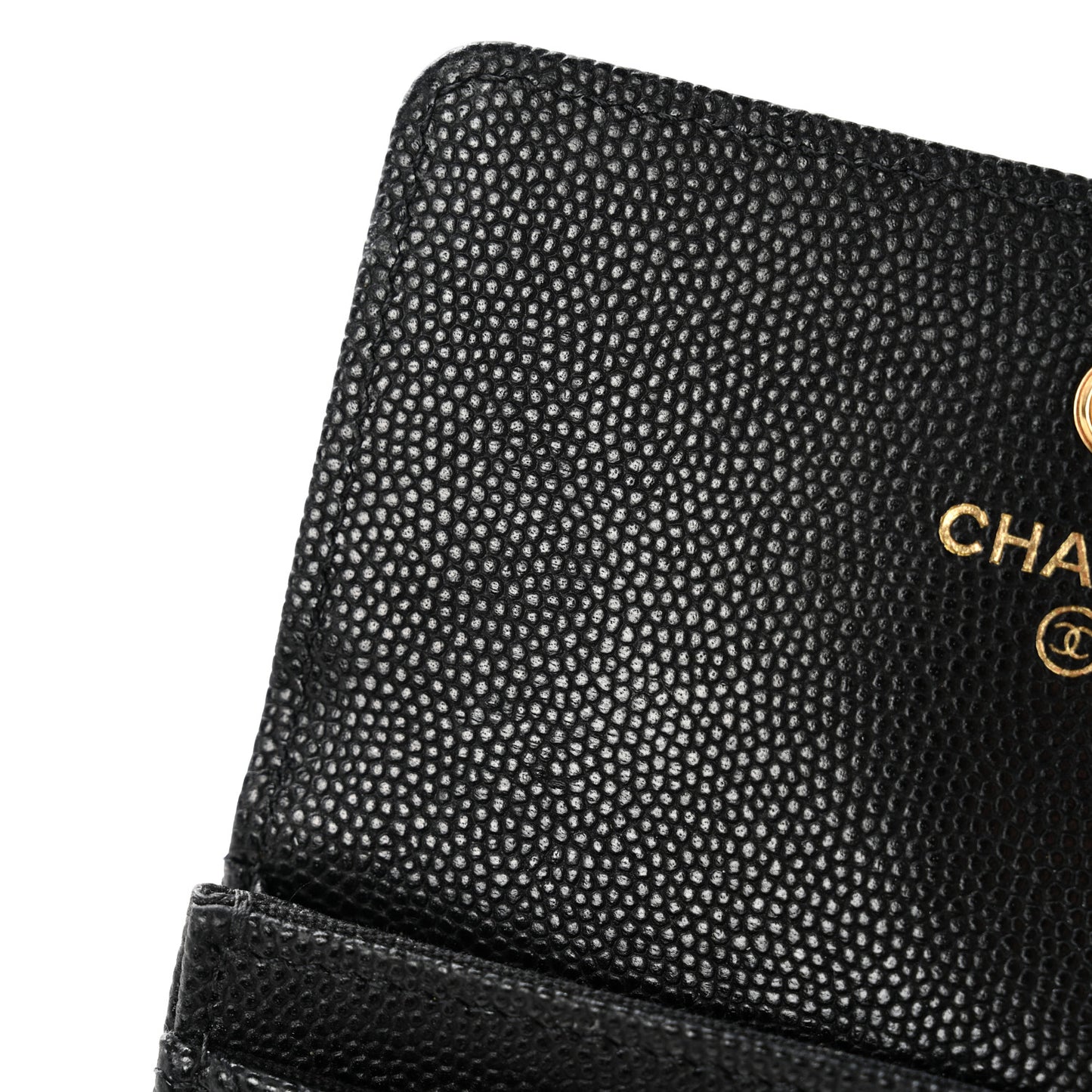 Caviar Quilted Enamel Coco Casino Flap Card Holder Wallet Black