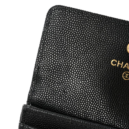 Chanel Caviar Quilted Enamel Coco Casino Flap Card Holder Wallet Black 10 of 10