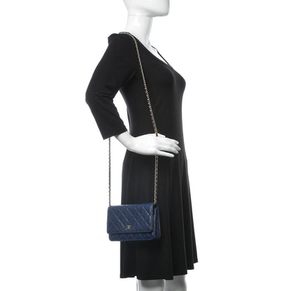 Chanel Caviar Quilted Wallet On Chain WOC Navy Blue 2 of 9
