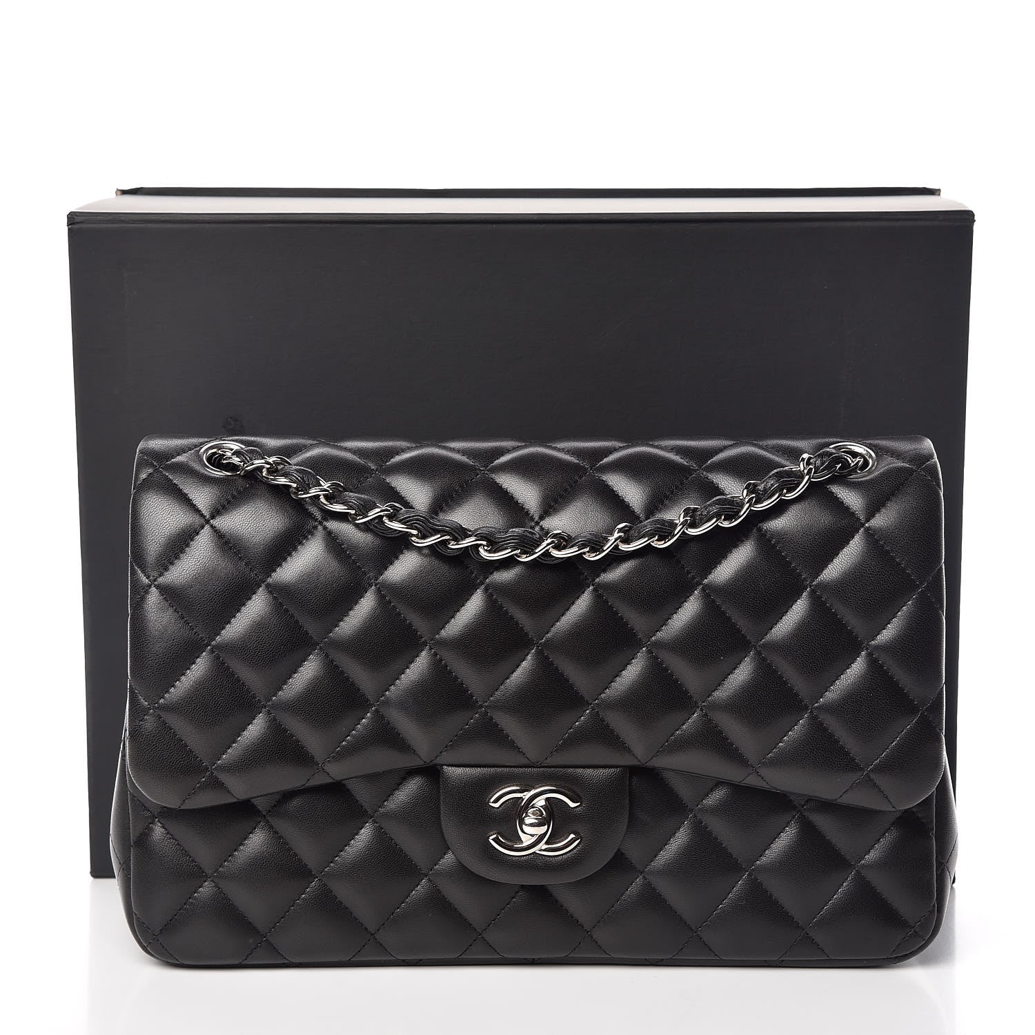 Chanel Lambskin Quilted Jumbo Double Flap Black 12 of 12