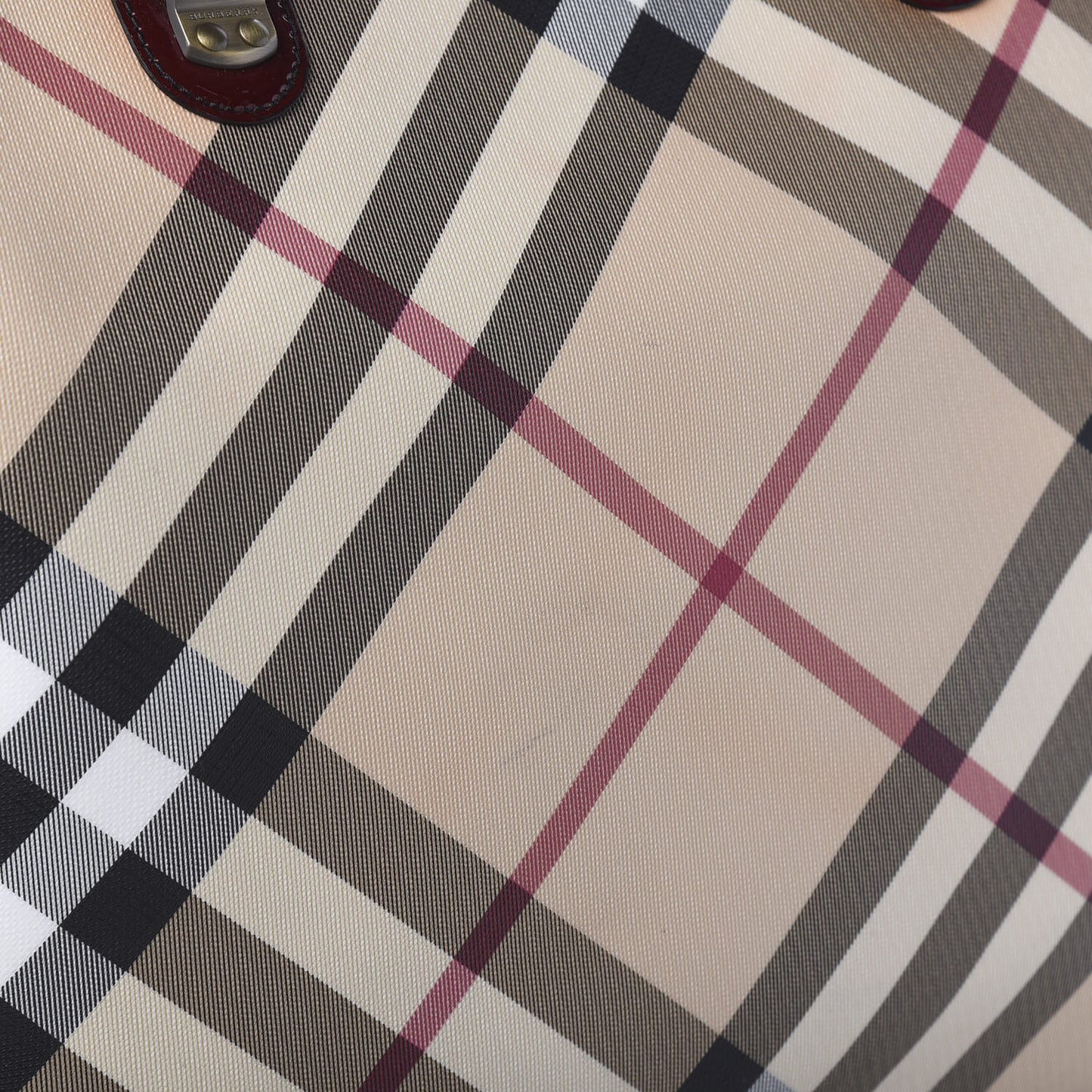Patent Trim Nova Check Medium Shopper Tote Burgundy
