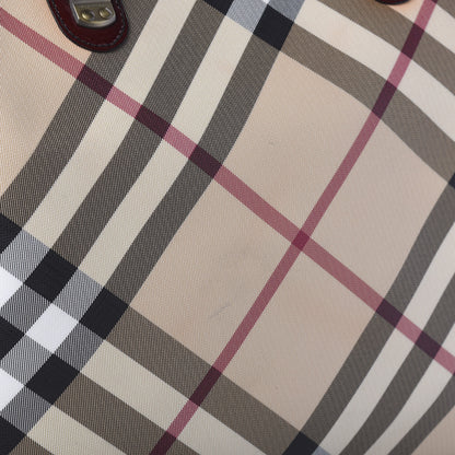 Burberry Patent Trim Nova Check Medium Shopper Tote Burgundy 12 of 16