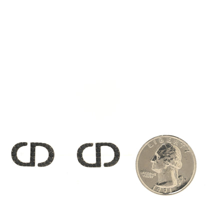 Christian Dior Ruthenium Crystal Petit CD Stud Earrings Black 2 of 4