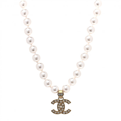 Chanel Pearl Crystal CC Short Necklace Gold 1 of 4