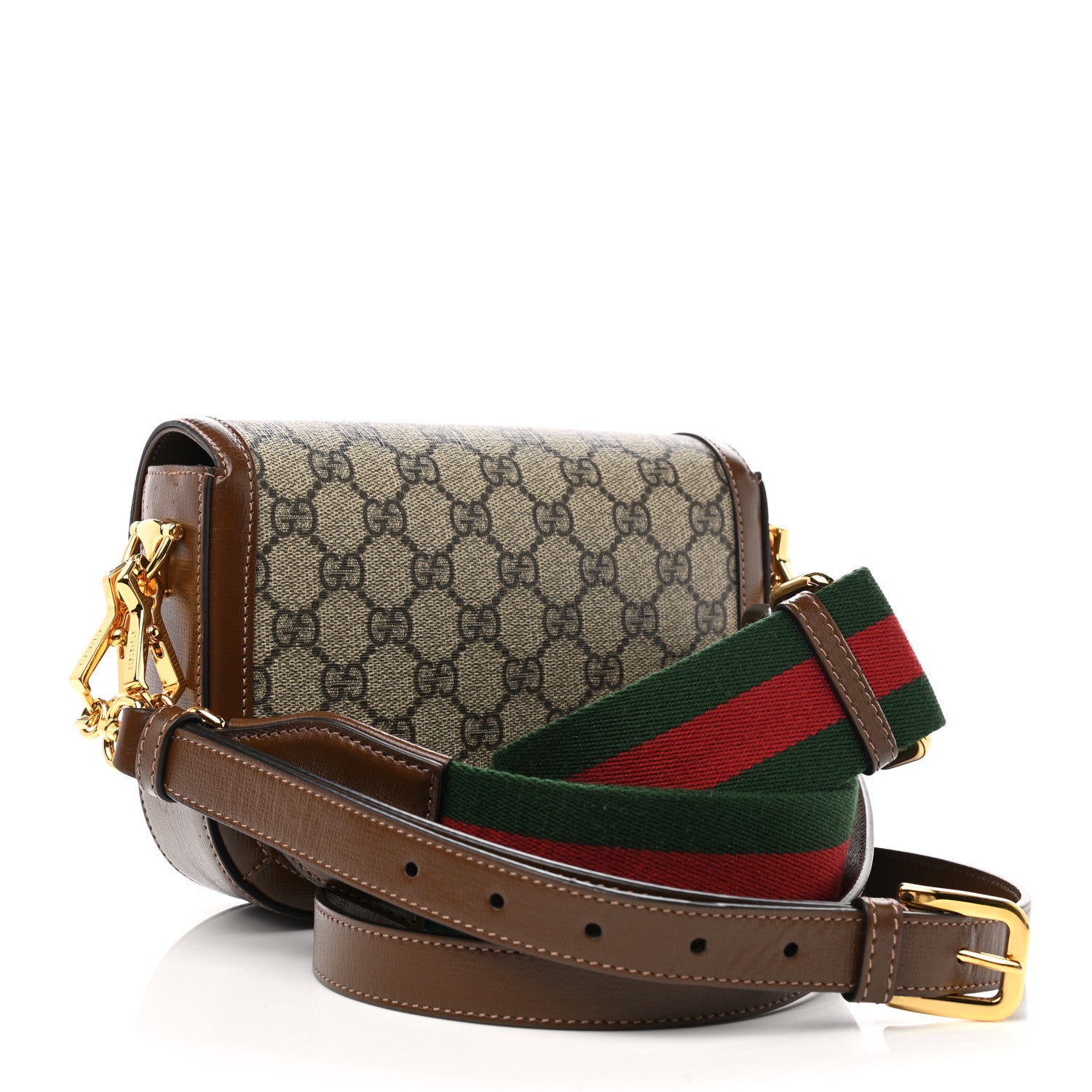 Gucci GG Supreme Monogram Web Mini Horsebit 1955 Shoulder Bag Beige Brown Sugar 3 of 10