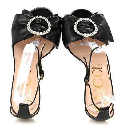 Gucci Nappa Ilse Pleated Bow Sandals 39 Black 2 of 9