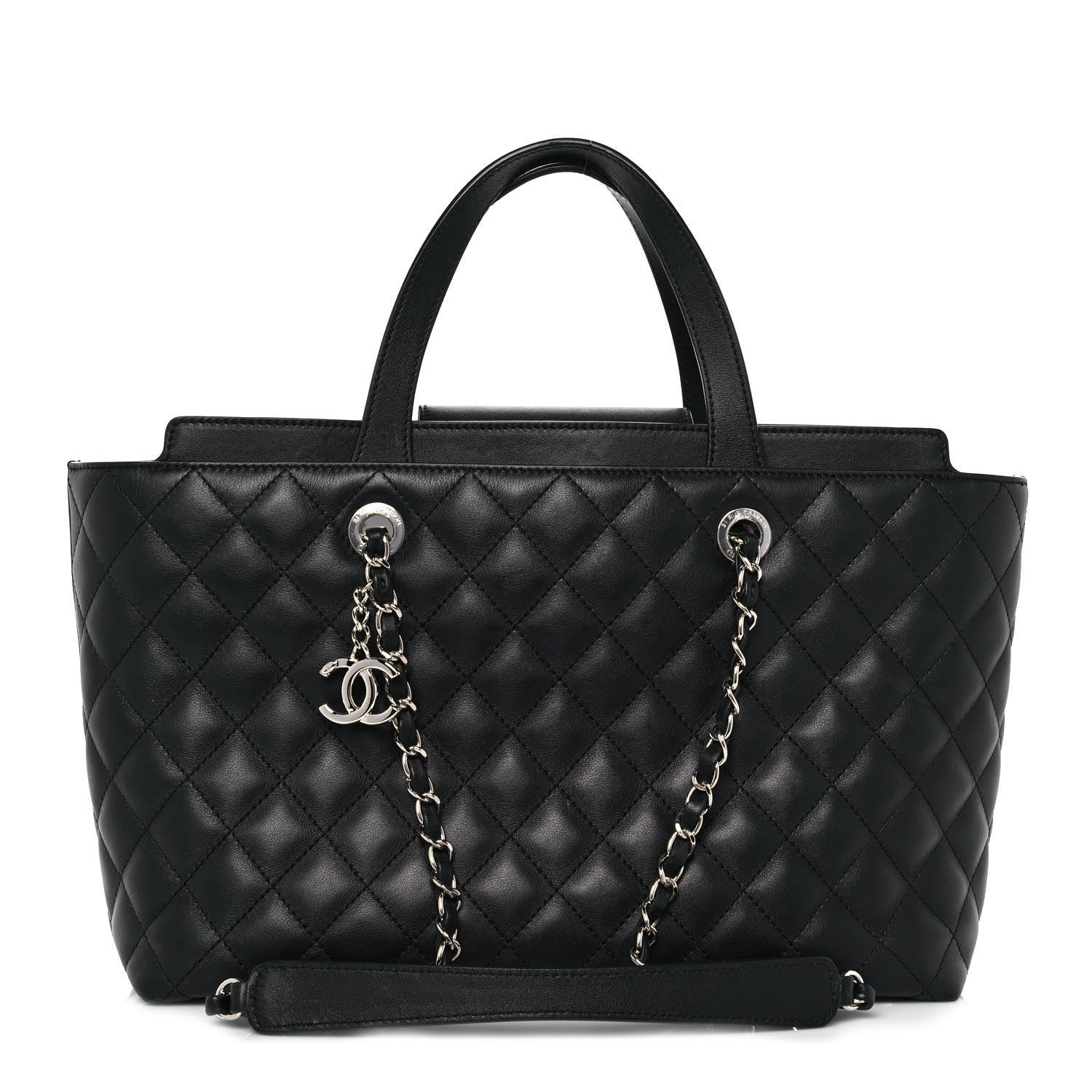Chanel Calfskin Quilted Large Easy Shopping Tote Black 1 of 8