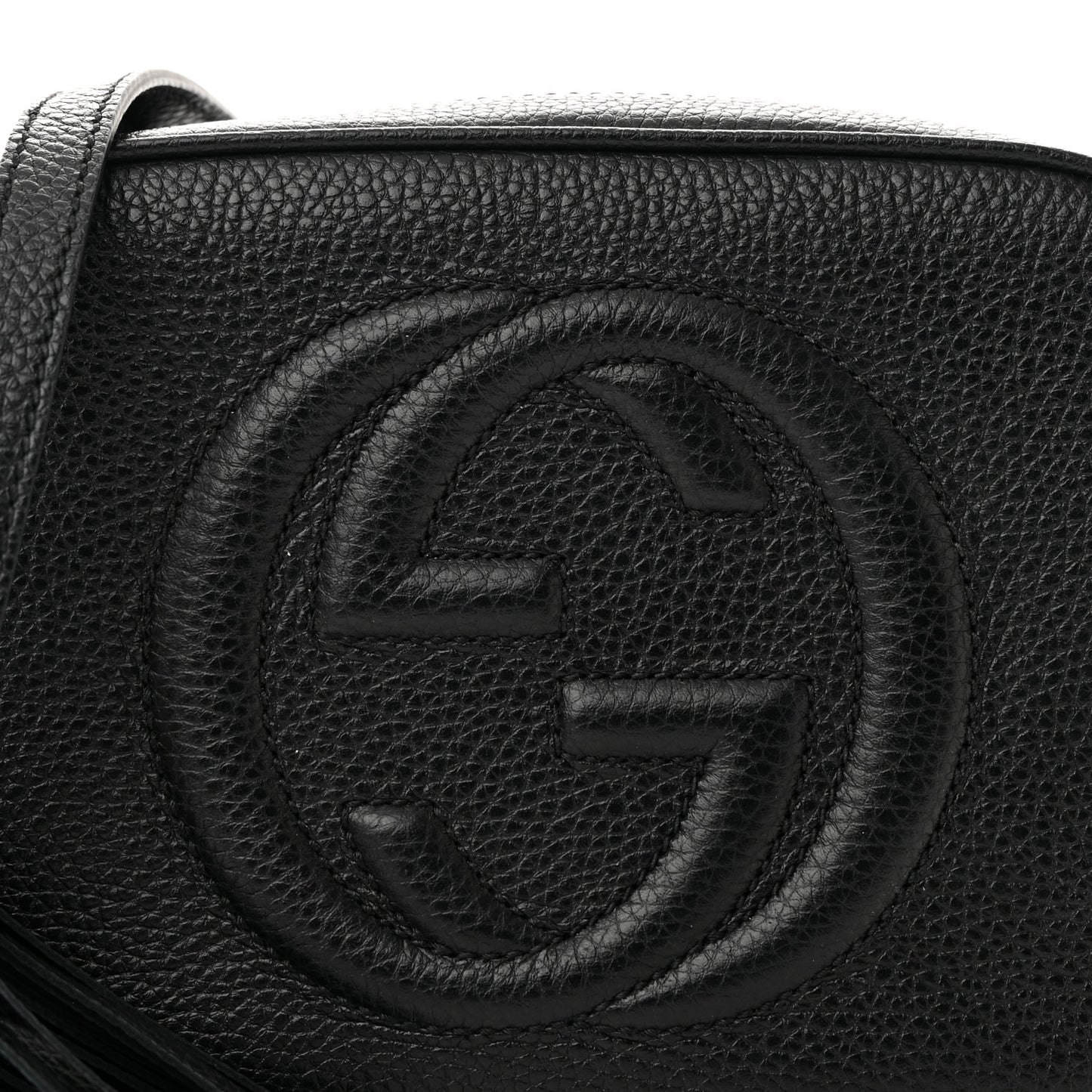 Pebbled Calfskin Small Soho Disco Bag Black