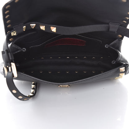 Valentino Garavani Vitello Mini Rockstud Flap Saddle Crossbody Bag Black 5 of 7