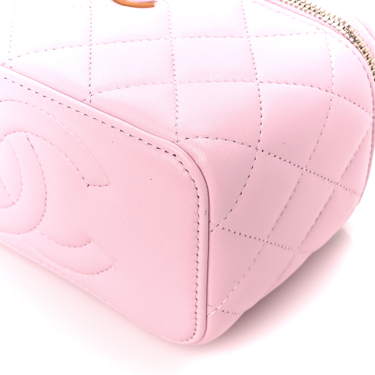 Chanel Lambskin Enamel Quilted Small Vanity Case With Chain Pink 10 of 12