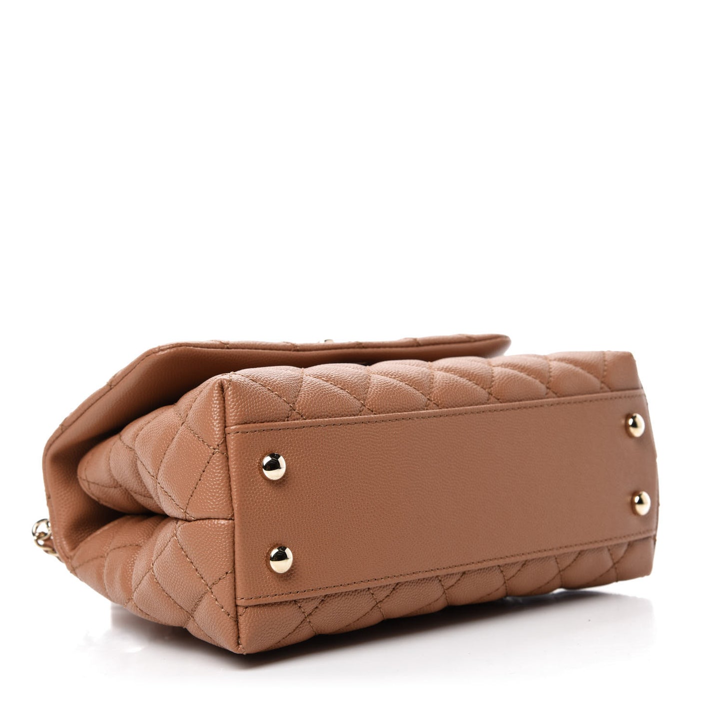 Caviar Quilted Lizard Embossed Mini Coco Handle Flap Brown