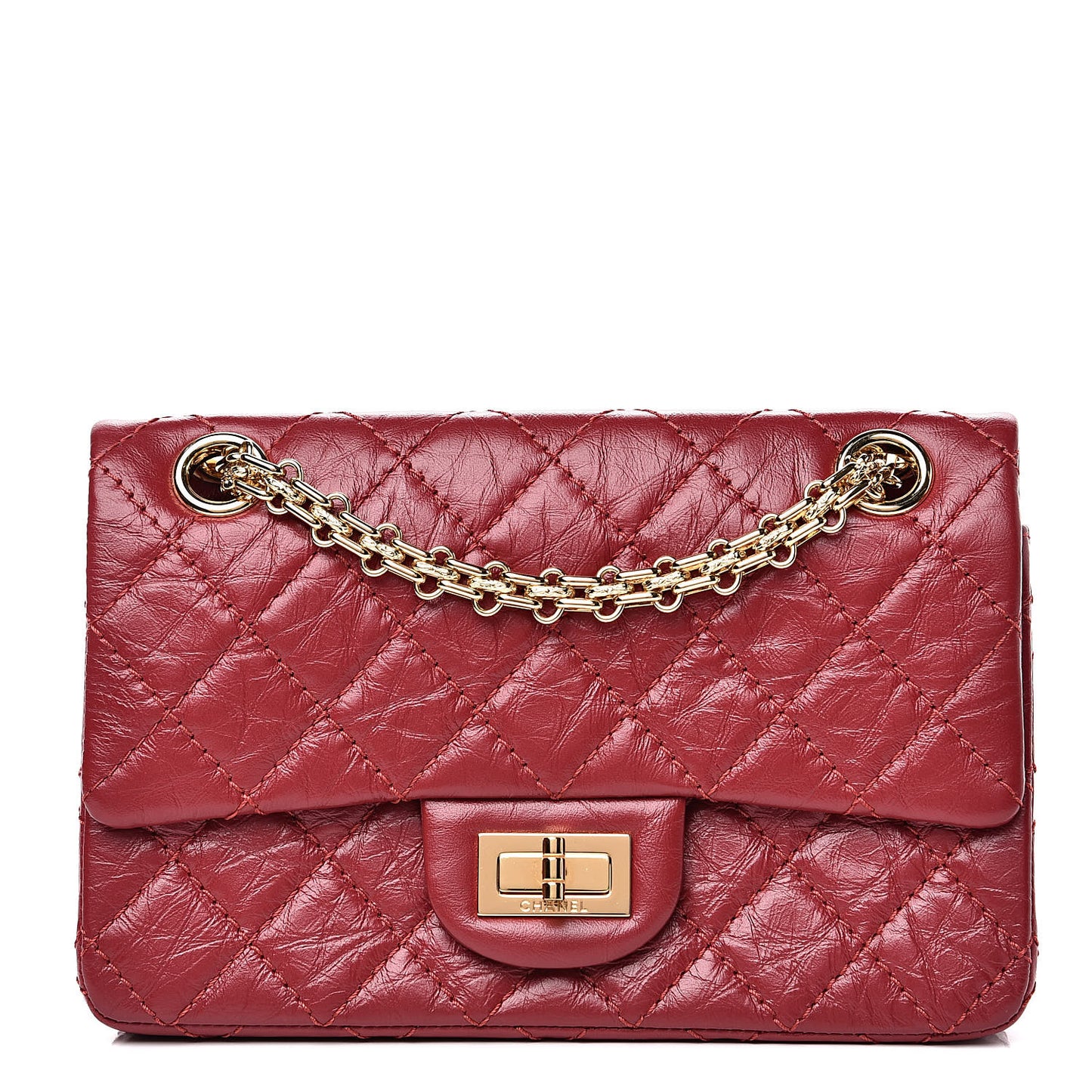 Aged Calfskin Quilted 2.55 Reissue Mini Flap Red
